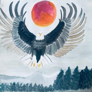 Eagles view of Eclipsed Moon