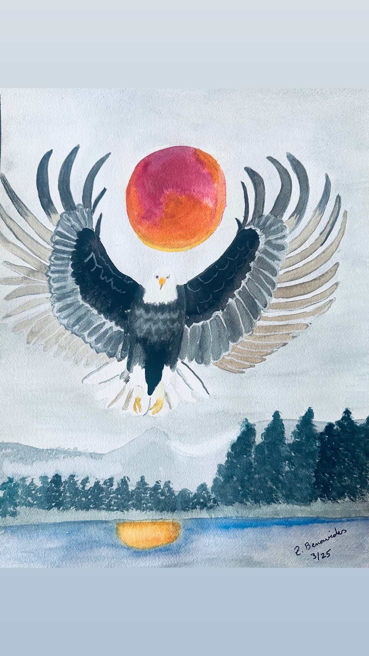 Eagles view of Eclipsed Moon